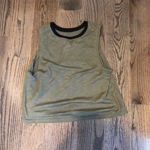 Army Green with black detail, workout top